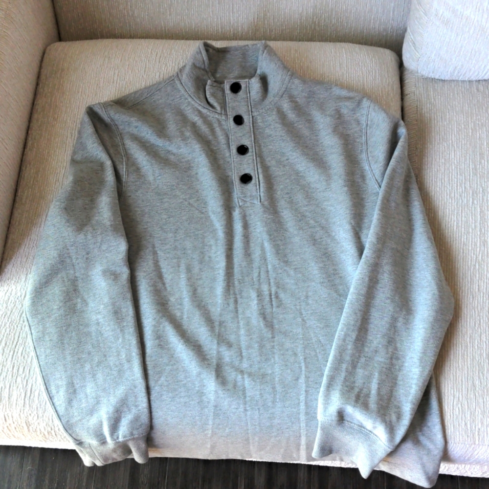 J. Crew Factory Fleece Mock Neck Sweater Gray SZ L